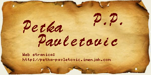 Petka Pavletović vizit kartica